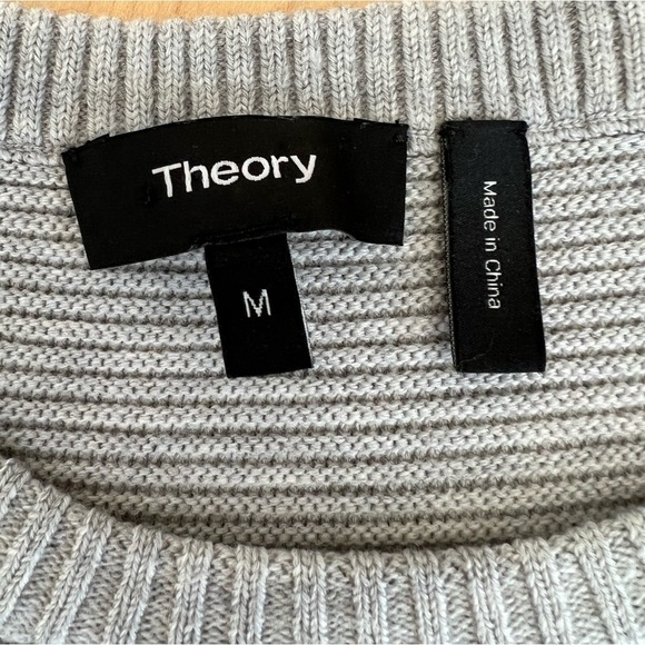 Theory women’s Noble crew grey wool blend long sleeve ribbed dress size medium - Picture 4 of 7